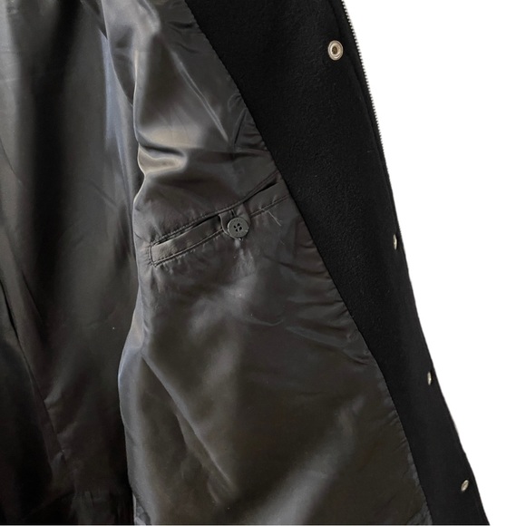 Michael Kors Black Wool Zip Snap Button Front Hooded Pocket Mid Knee Overcoat - Picture 5 of 11